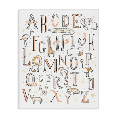 Stupell Industries Nursery Animal Alphabet Chart Soft Orange White