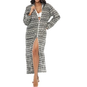 ADR Women's Zip Up Robe with Hood, Women's Long Zipper Robe, Warm Cozy Hooded Bathrobe - 1 of 3