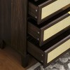 VANIRROR 5 Tall Drawer Dresser for Bedroom, Rattan Chest Organizer in Walnut Color, Solid Wood and MDF, Stylish Storage for Living Room - 4 of 4