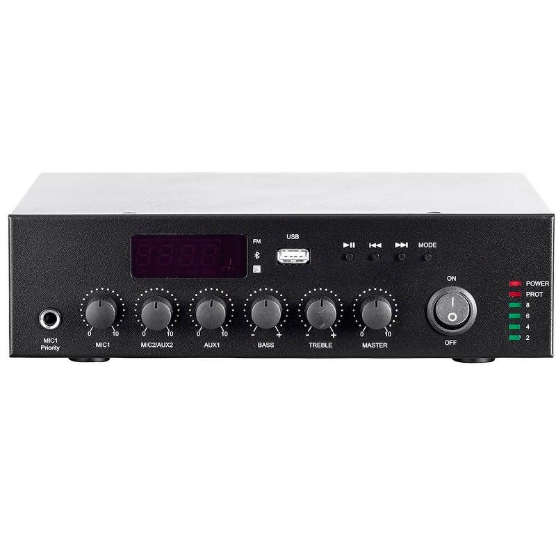 Monoprice Commercial Audio 60W 3ch 100/70V Mixer Amp with Built-in MP3 Player, FM Tuner, And Bluetooth Connection, 3 of 6