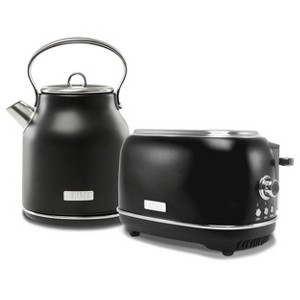Haden Heritage 2 Slice Wide Slot Stainless Steel Toaster Bundled with 1.7 Liter Stainless Steel Electric Water Kettle, Black & Chrome - 1 of 4