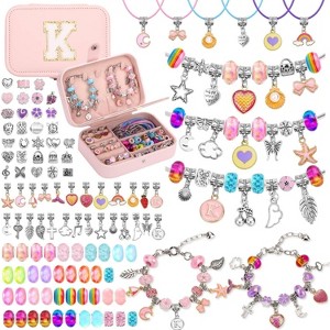 Charm Bracelet Making Kit with 140 Count Beads and Portable Bracelet Box, DIY Jewelry Craft Gift - 1 of 4