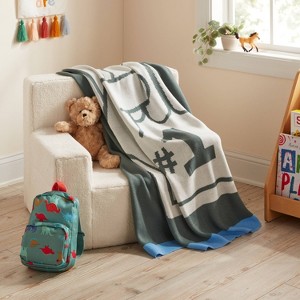 48"x58" #1 Fan Knit Kids' Throw Blanket Green - Pillowfort™ - 1 of 3