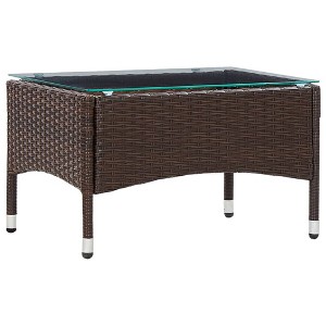 vidaXL Coffee Table - Weather resistant PE Rattan side table, Designed for Indoor and Outdoor Use - Easy to Clean - Brown Standard Coffee Table - 1 of 4