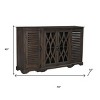 HomeRoots 70" Dark Brown Solid Wood Carved Geometric Sideboard with Four Doors - 3 of 4