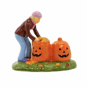 Department 56 Villages 2.75 In Scary Clean Up Halloween Fall Leaves Pumpkin Bags Village Figurines - 1 of 3