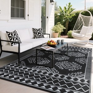Outdoor Modern Erasable Large Area Rugs for Camping Garden Backyard Stripe Woven Plastic Straw Carpet Portable Foldable Picnic Mat - 1 of 4
