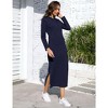 Womens Maxi Hooded Sweatshirt Dress with Front Pocket Long Sleeve Slit Sweatshirts Dress Drawsting Hoodie Comfy Sheath Dress - 4 of 4