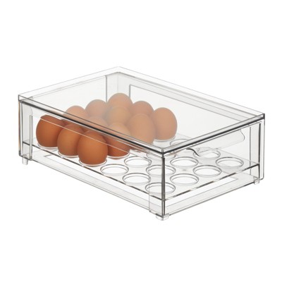 Mdesign Plastic Egg Storage Tray Holder For Refrigerator, 12 Eggs - Clear :  Target