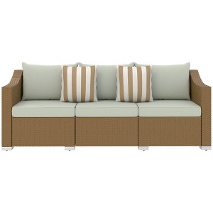 Resenkos 3 Seater Patio Couch, Outdoor Sectional Furniture, PE Rattan,Gray - 1 of 4
