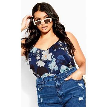 Women's Plus Size Shy Orchid Top - navy | CITY CHIC