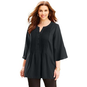 Catherines Georgette Pintuck Blouse - 1 of 4