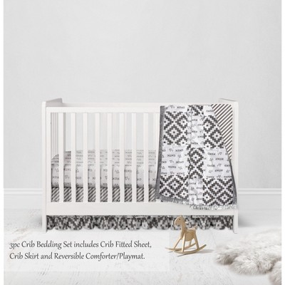 Bacati - Love  Gray/Silver 3 pc Crib Bedding Set