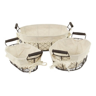 Cheung's Raphina Set of 3 Lined Wire Trays - Oval