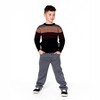Deux par Deux Boy Color Block Knit Sweater Red and Black - 2 of 4