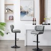 DOMETOUR 2 pc Gas Lift Armless Faux Leather Barstool-Pewter Grey - 2 of 4
