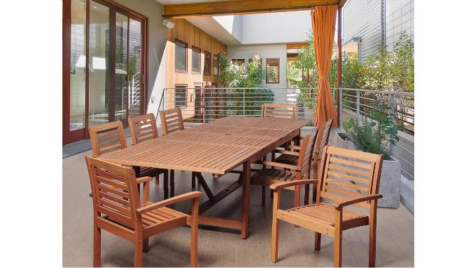 Brooks 9pc Patio Eucalyptus Wood Extendable Rectangular Dining Set - International Home Miami, 2 of 7, play video