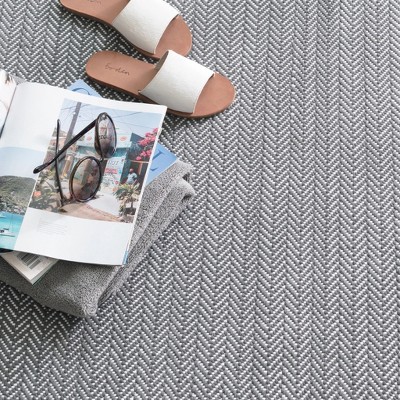 Shale Herringbone 8' x 10' Synthetic Flat Woven Reversible Rug