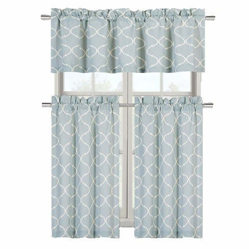 Goodgram Luxurious Turquoise Geometric Shabby 3 Piece Kitchen Curtain ...