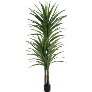 Tree City 6ft Artificial Dracaena Tree - Tall Fake Plant in Black Planter, Realistic Faux Yucca Palm for Home & Office Decor - 1 of 4
