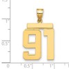 Black Bow Jewelry 14k Yellow Gold, Athletic Collection, Large Polished Number 91 Pendant - 2 of 3