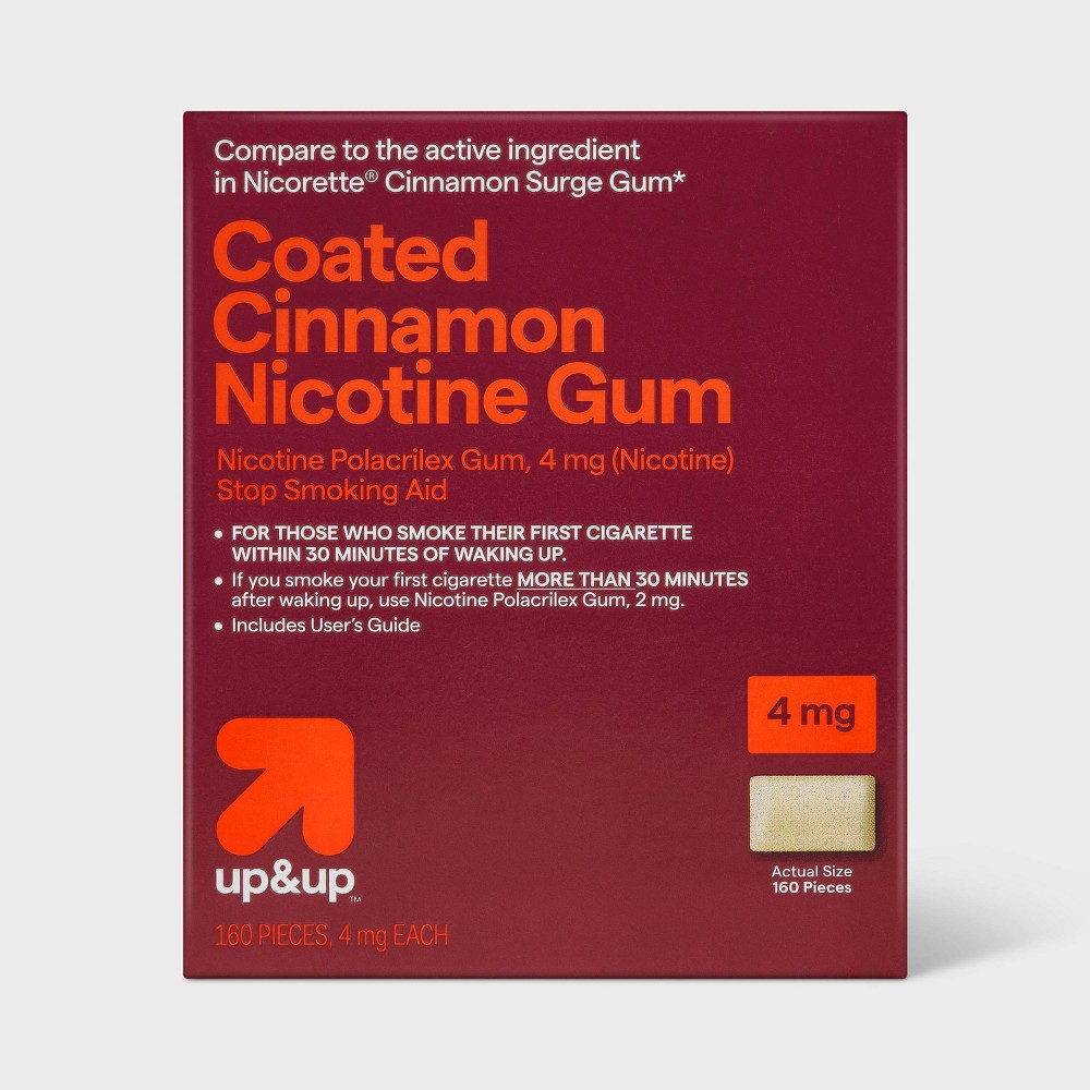 Coated Nicotine 4mg Gum Stop Smoking Aid - Cinnamon - 160ct - up&up™