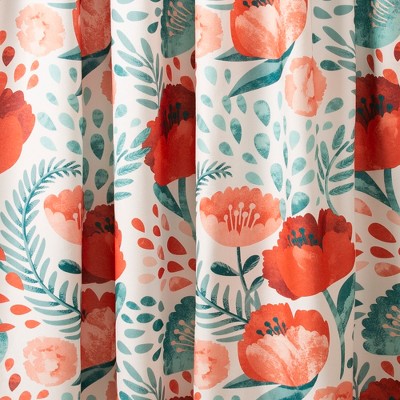 Multi Poppy Garden Floral Print Shower Curtain