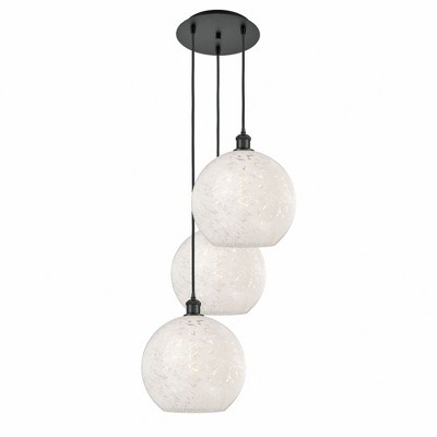 White Mouchette - 3 Light Cord Hung Multi Pendant In Modern Style-13.5 Inches Tall and 18.5 Inches Wide