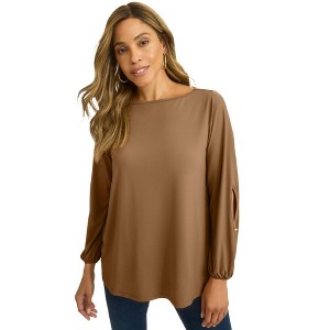 Jessica London Women's Plus Size Stretch Cutout Sleeve Top - 1 of 4