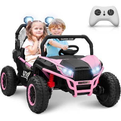 24V 2 Seater Ride on UTV Kids Car with Remote Control, Ride on Truck Toys with LED Lights, Bluetooth, Treaded Tires, for Boys Girls