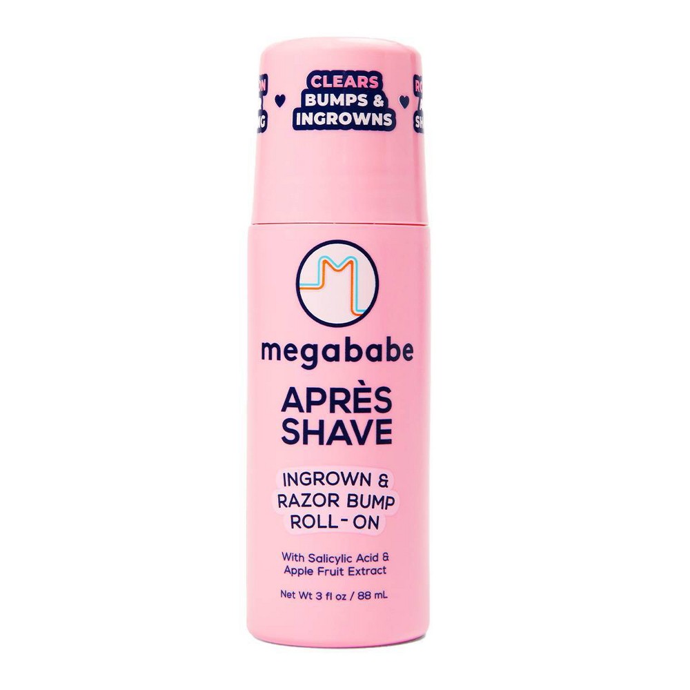 Megababe Après Shave Ingrown Hair & Razor Bump Roll-On Solution - 3 fl oz: Body Application Bikini Line, Legs, Under Arm