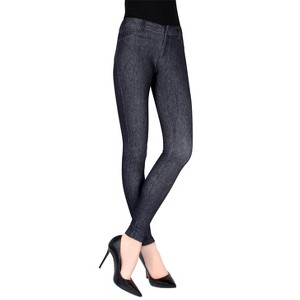 Memoi Unbottled Cotton Blend Denim Jean Leggings - 1 of 3