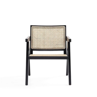Hamlet Black and Natural Cane Wood Accent Armchair