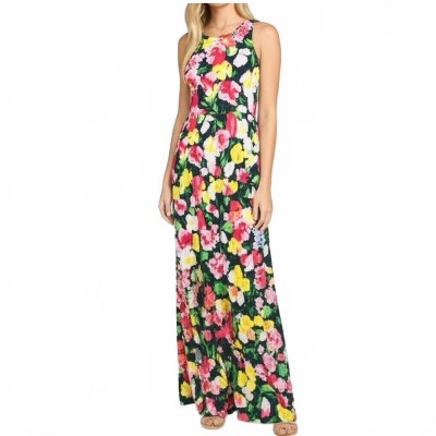 Women's Garden Flower Floral Slit Maxi Dress - Beeson River