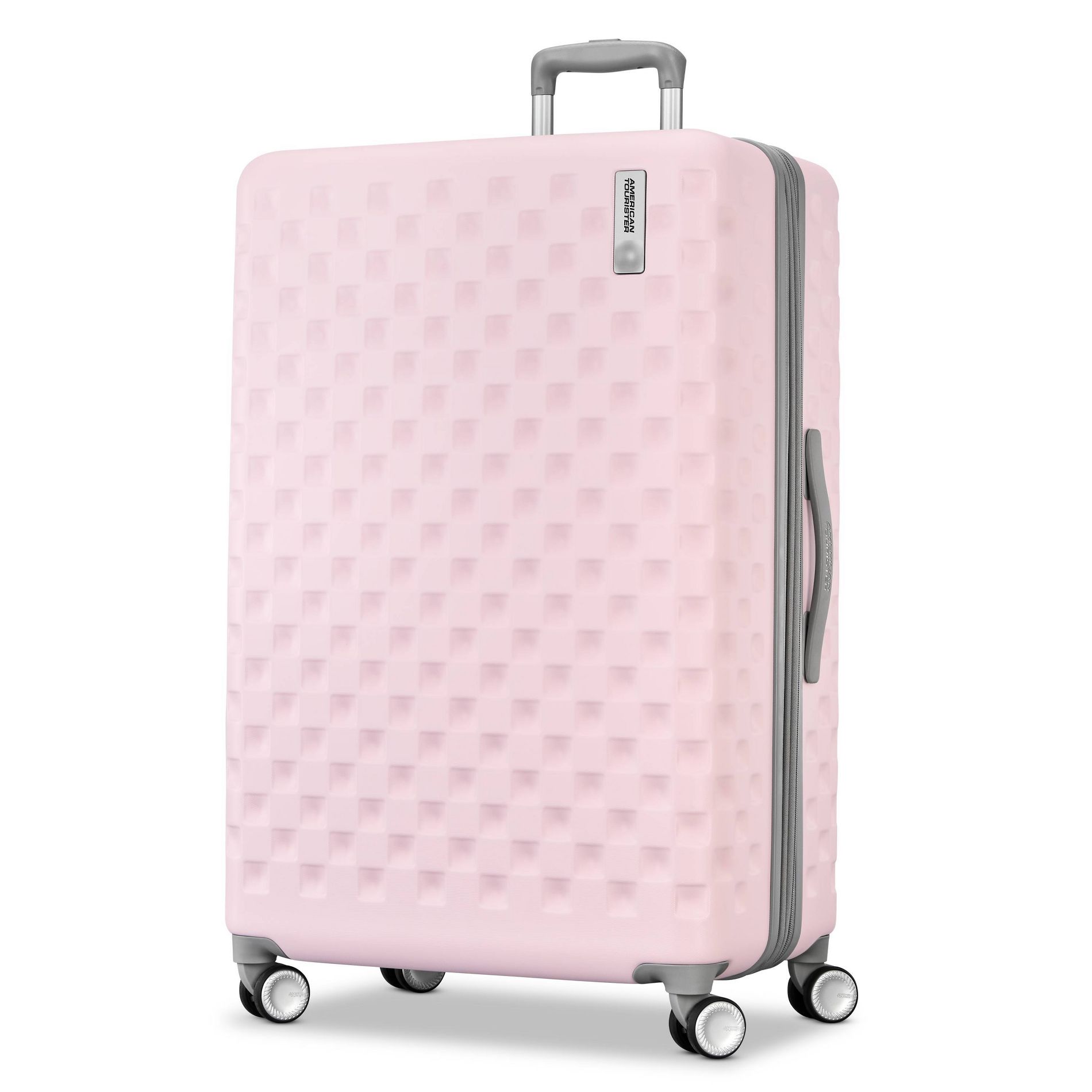 American Tourister Hardside Checked Spinner Suitcase - Light Pink