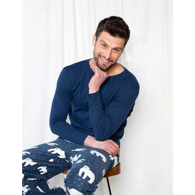Leveret Mens Cotton Top Fleece Pant Pajamas, 2 of 3