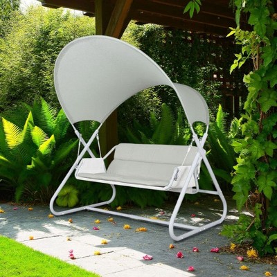 Royal Hampton Outdoor Hanging  Double Swing Sofa Chair | White Powder Coated Steel