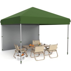 10x10 Pop Up Canopy Tent Outdoor Canopy Heavy Duty Commercial Instant Tent Shelter with 1 Removable Sidewall - 1 of 4