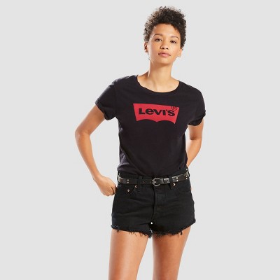 Levi's® Women's Perfect Logo Short Sleeve T-Shirt - Black Company Logo XS