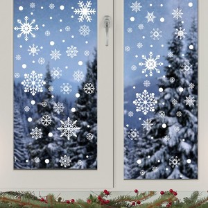 Wrapables Snowflake Window Clings Decal Stickers, Christmas Winter Decoration for Glass Windows, 8pc Festive - 1 of 4
