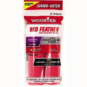 Wooster 4.5" Jumbo-Koter Red Feather 1/4" Nap Closed-End 2-Pack Roller Cover # RR311-4.5 - 1 of 3