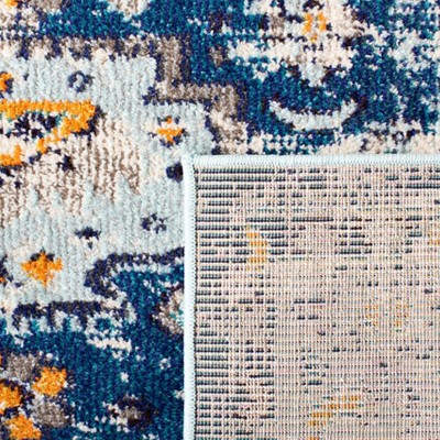 Madison Dark Blue and Ivory Synthetic Runner Rug