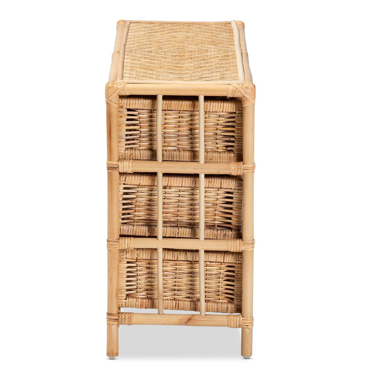 bali & pari Dariana Rattan 6 Drawer Storage Cabinet Natural/Brown: Bohemian Style, Plywood Frame, No Assembly Required - thumbnail 5