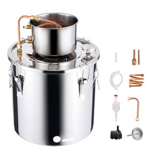 VEVOR Alcohol Still, 8 Gal / 30 L Stainless Steel Water Alcohol Distiller with Copper Coil, Home Brewing Refining Fermentation Kit, Silver - 1 of 4