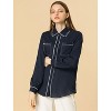 Allegra K Women's Long Sleeves Contrast Color Twin Pockets Button Down Shirt - 3 of 4