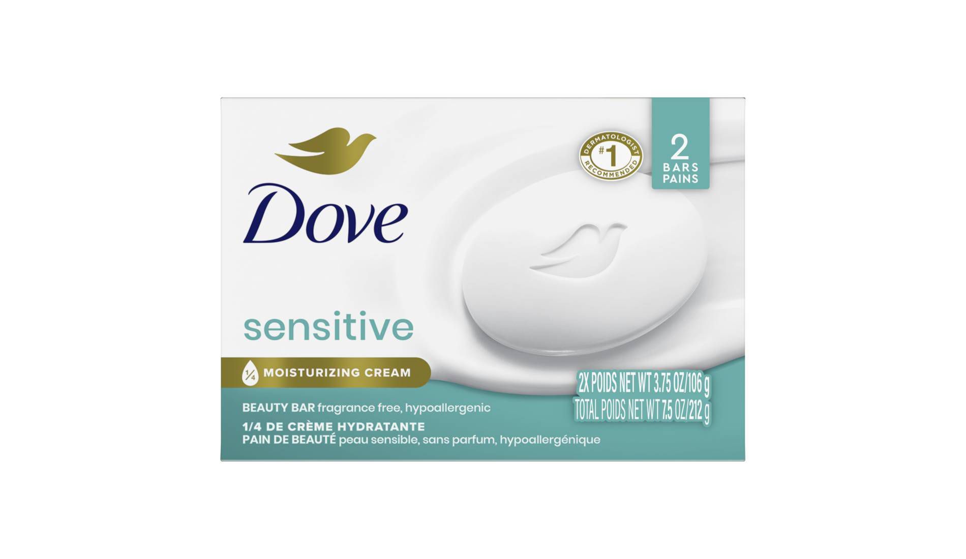 Dove Beauty Sensitive Skin Moisturizing Fragrance-Free Beauty Bar Soap