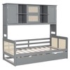 TIRAMISUBEST Twin/Full Size Daybed With Twin Size Trundle and All-in-One Cabinet, Wooden Daybed Frame Sofa Bed with Storage Shelves - 4 of 4
