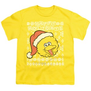 Boys' Sesame Street Big Bird Ugly Christmas T-Shirt - 1 of 4