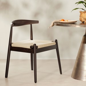 GlasFlength Dining Set Mid-Century Modern Dining Sets with Solid Wood Legs Simple Design for Kitchen  Dining Room 2PCS, Black, 18"*22.8"*22" - 1 of 4
