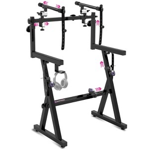 Liquid Stands Dual Piano Keyboard Stand w/ 2nd Tier Adjustable Arms - Z Style Piano Stand, Portable 2 Tier Sturdy Stand for 54 61 88 Key Piano & Synth - 1 of 4